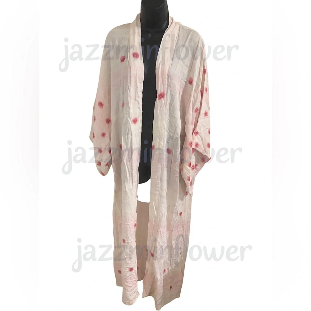 Free People Laurel Canyon white pink combo Kimono robe‎ one size brand new